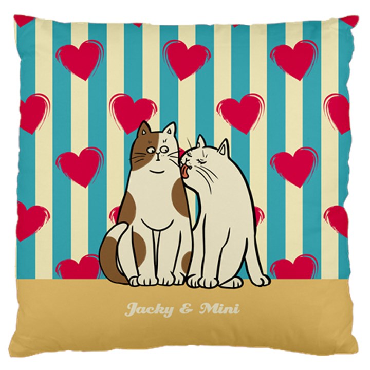 Couple Cat Large Cushion Case (Two Sides)