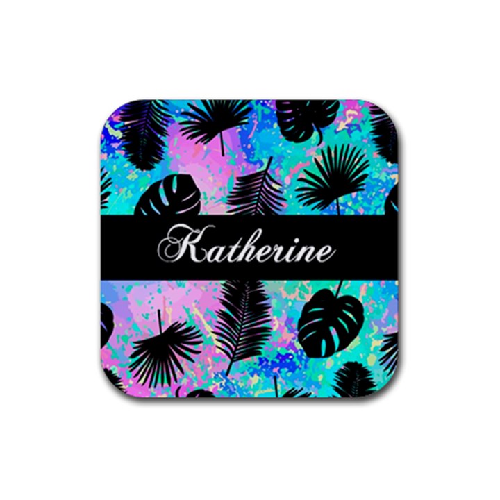 Personlized Palm Leaves Rubber Coaster (Square)