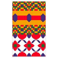 Red Flowers And Colorful Squares                                                          Window Curtain (large 96 )