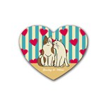Couple Cat Rubber Coaster (Heart) Front