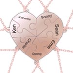 Personalized 7Names Puzzle Heart 925 Sterling Silver Pendant Necklace Front