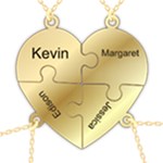 Personalized 4Names Puzzle Heart 925 Sterling Silver Pendant Necklace Front