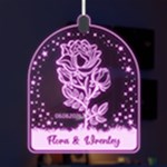 Personalized Name Love Star Night Rose LED Acrylic Ornament Front