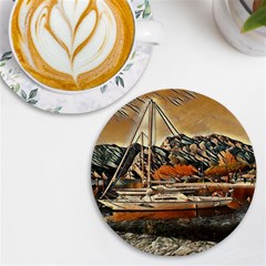 Art Boats Garda, Italy  Uv Print Round Tile Coaster