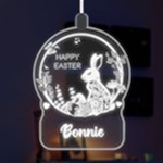 Personalized Name Easter Bunny Rabbit Egg Flower LED Acrylic Ornament Front