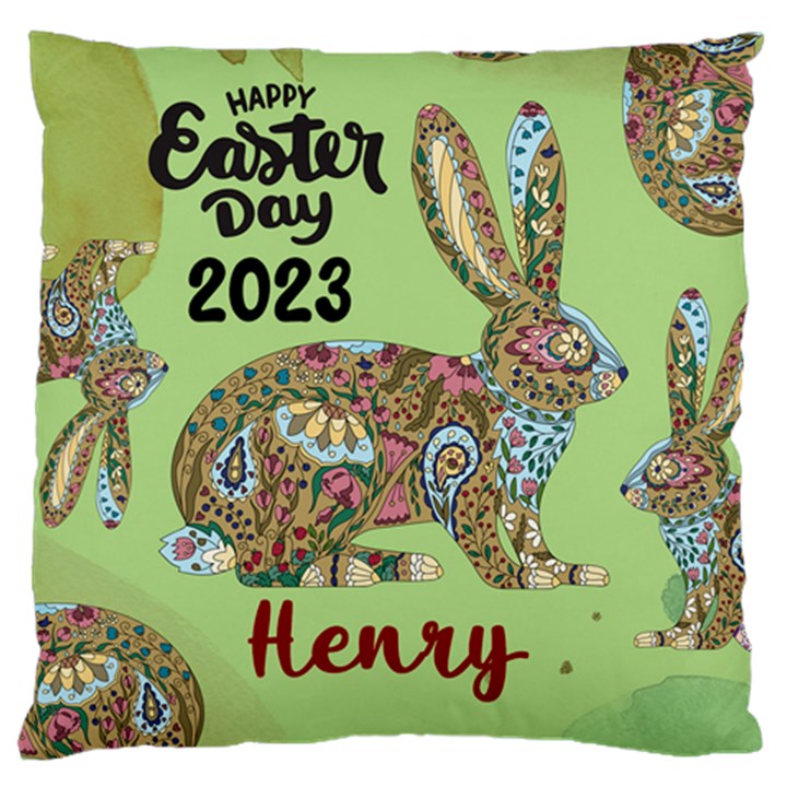 Personalized Happy Easter Day Bunny Rabbit Name Large Cushion Case (One Side)