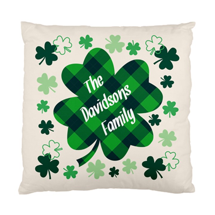 Personalized St Patricks Day Clover Family Name Standard Cushion Case (One Side)