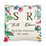 Personalized Wedding Floral Initial Family Name Standard Cushion Case (One Side) Front