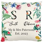 Personalized Wedding Floral Initial Family Name Large Cushion Case (One Side) Front