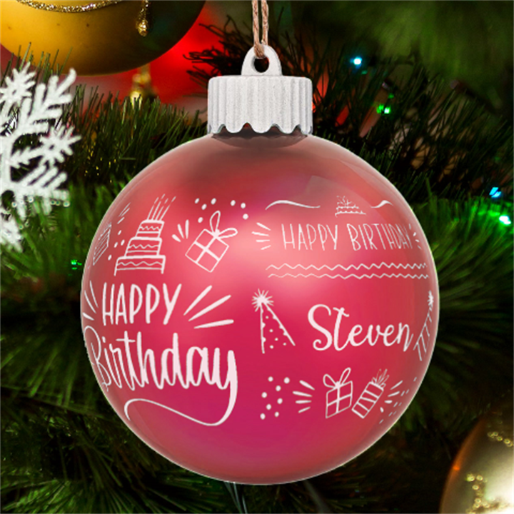 Personalized Happy Birthday Name LED Glass Sphere Ornament