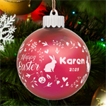 Personalized Easter Day Rabbit Name LED Glass Sphere Ornament Front