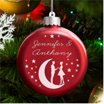 Personalized Couple Valentine Name LED Glass Round Ornament Front