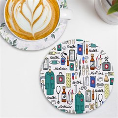 Medical Biology Detail Medicine Psychedelic Science Abstract Abstraction Chemistry Genetics Art Patt Uv Print Round Tile Coaster