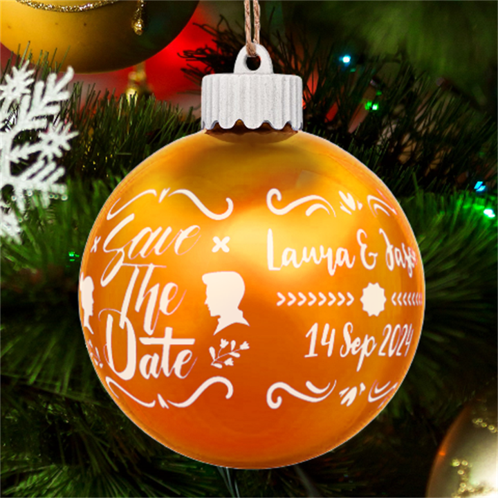 Personalized Save the Date Wedding Name LED Glass Sphere Ornament