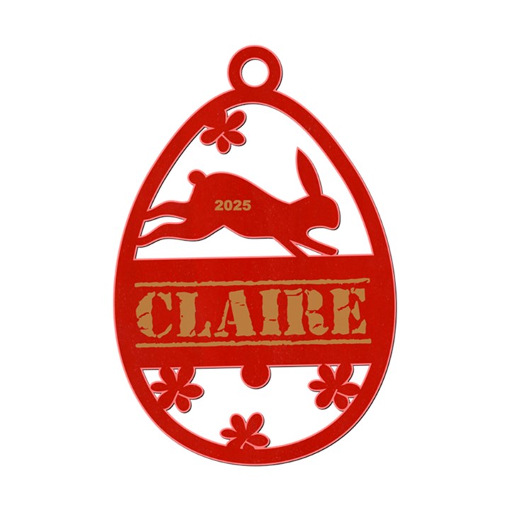 Personalized Name Easter Egg Bunny Flower Wood Ornament