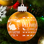 Personalized Easter Day Rabbit Egg Name LED Glass Sphere Ornament Front