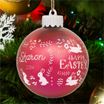 Personalized Easter Day Rabbit Egg Name LED Glass Sphere Ornament Front
