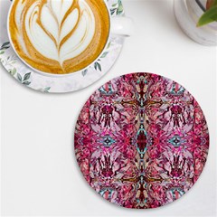 Fuchsia Funky Repeats I Uv Print Round Tile Coaster