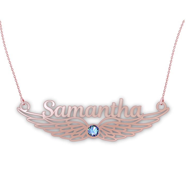 Personalized Name Wing 925 Sterling Silver Pendant Necklace