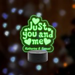 Personalized Name Just You and Me Remote LED Acrylic Message Display (Black Round Stand)  Front