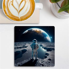 Ai Generated Space Astronaut Universe Moon Earth Uv Print Square Tile Coaster 
