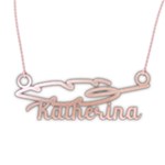 Personalized Name Feather 925 Sterling Silver Pendant Necklace Front