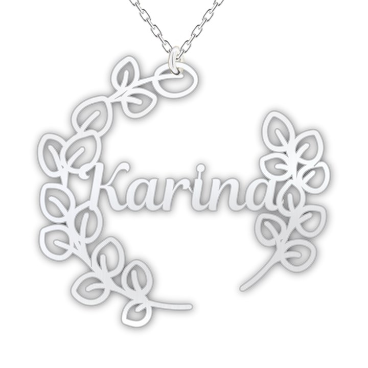 Personalized Name Plant Frame 925 Sterling Silver Pendant Necklace
