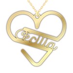 Personalized Name Heart Pattern 925 Sterling Silver Pendant Necklace Front