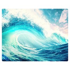 Tsunami Waves Ocean Sea Nautical Nature Water Nature One Side Premium Plush Fleece Blanket (medium)