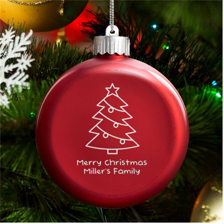 Personalized Name Christmas Tree LED Glass Round Ornament