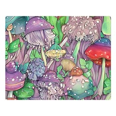 Vintage Mushroom Garden Premium Plush Fleece Blanket (large)