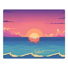 Sunset Ocean Beach Water Tropical Island Vacation 2 Premium Plush Fleece Blanket (large)