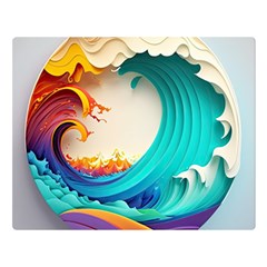 Tsunami Tidal Wave Wave Minimalist Ocean Sea 3 Premium Plush Fleece Blanket (large)