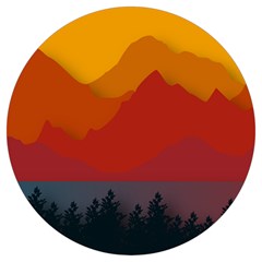 Mountain Forest Nature Scenery Art Mountains Round Trivet