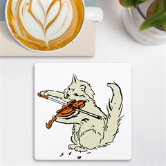 Cat Playing The Violin Art Uv Print Square Tile Coaster 