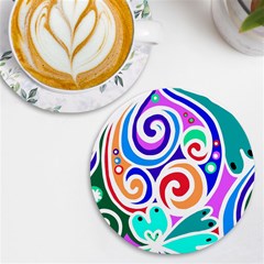 Crazy Pop Art - Doodle Circles   Uv Print Round Tile Coaster