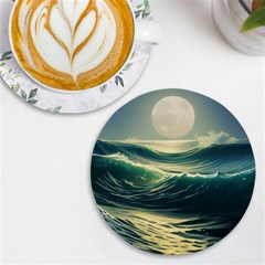 Ocean Sea Waves Tide Uv Print Round Tile Coaster