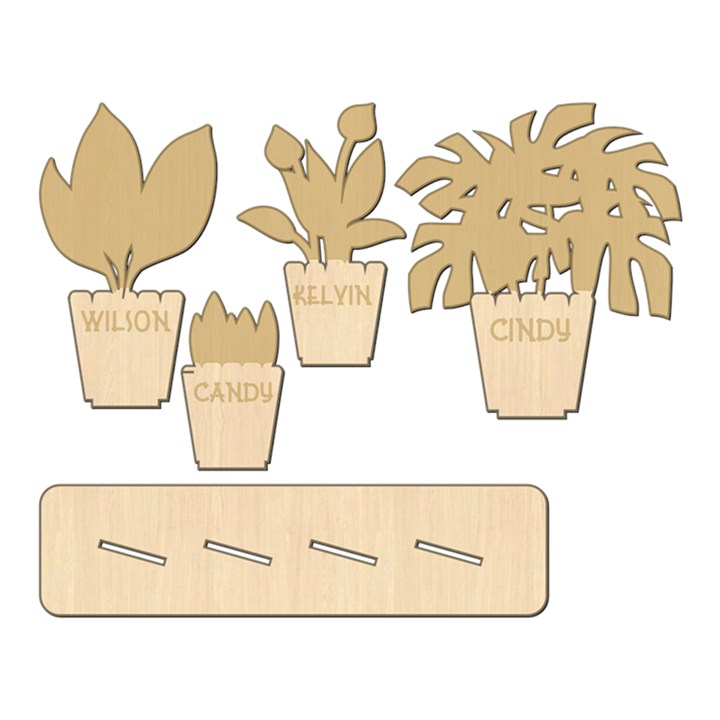 Personalized 3D Name Plants Family Wood Ornament