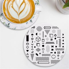 Pattern Hipster Abstract Form Geometric Line Variety Shapes Polkadots Fashion Style Seamless Uv Print Round Tile Coaster
