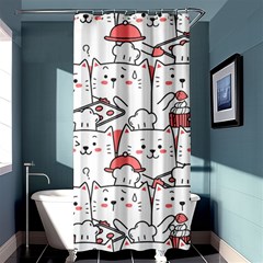 Cute Cat Chef Cooking Seamless Pattern Cartoon Shower Curtain 36  X 72  (stall) 