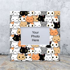Cute-cat-kitten-cartoon-doodle-seamless-pattern White Box Photo Frame 4  X 6 