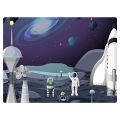 Alien-astronaut-scene Two Sides Premium Plush Fleece Blanket (extra Small)