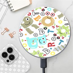 Seamless-pattern-vector-with-funny-robots-cartoon Wireless Fast Charger(white)