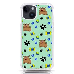 Dog Pattern Seamless Blue Background Scrapbooking Iphone 14 Tpu Uv Print Case