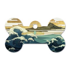 Sea Asia, Waves Japanese Art The Great Wave Off Kanagawa Dog Tag Bone (one Side)