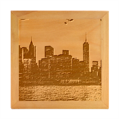 Skyline Sunset United States Reflection Usa,new York Manhattan Wood Photo Frame Cube