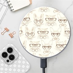 Seamless Pattern Hand Drawn-cats-with Hipster Accessories Wireless Fast Charger(white)