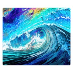 Tsunami Waves Ocean Sea Nautical Nature Water Painting Premium Plush Fleece Blanket (small)