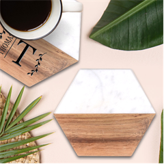 Geometric Abstract Colorful Marble Wood Coaster (hexagon) 