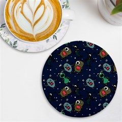 Monster-alien-pattern-seamless-background Uv Print Round Tile Coaster